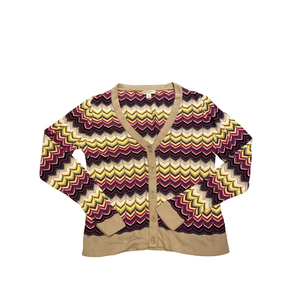 Banana Republic Womens Medium Chevron Pattern Knit Cardigan Sweater Retro